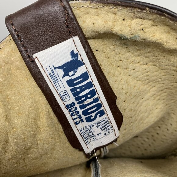 Darios Boots Size 27 Brown Leather Western Cowboy Boots Almond Toe Block Heel - Picture 3 of 10